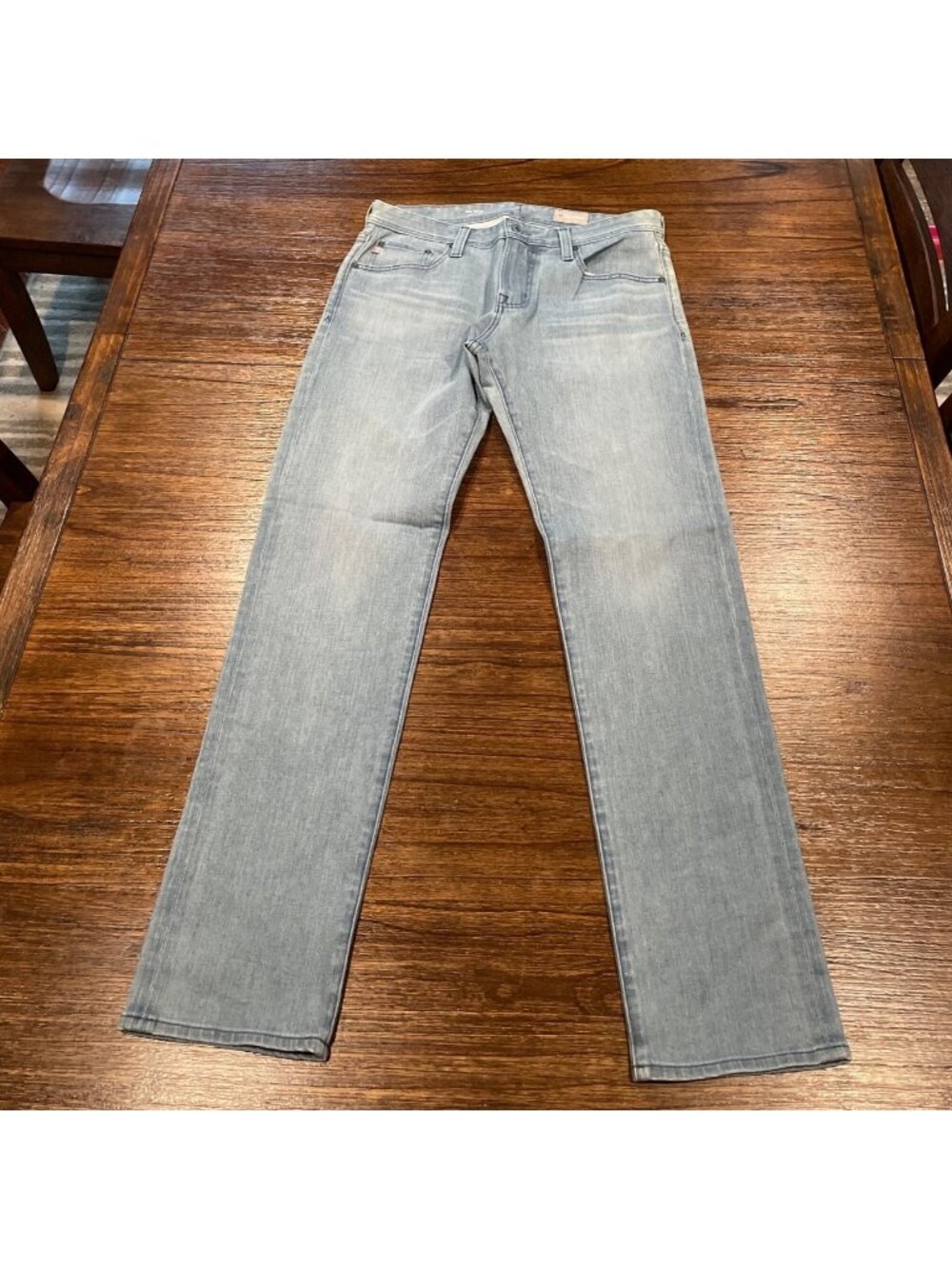 AG Tellis Modern Slim Jean Mens 32x33 Medium Slate Blue Denim360 Faded Sample
